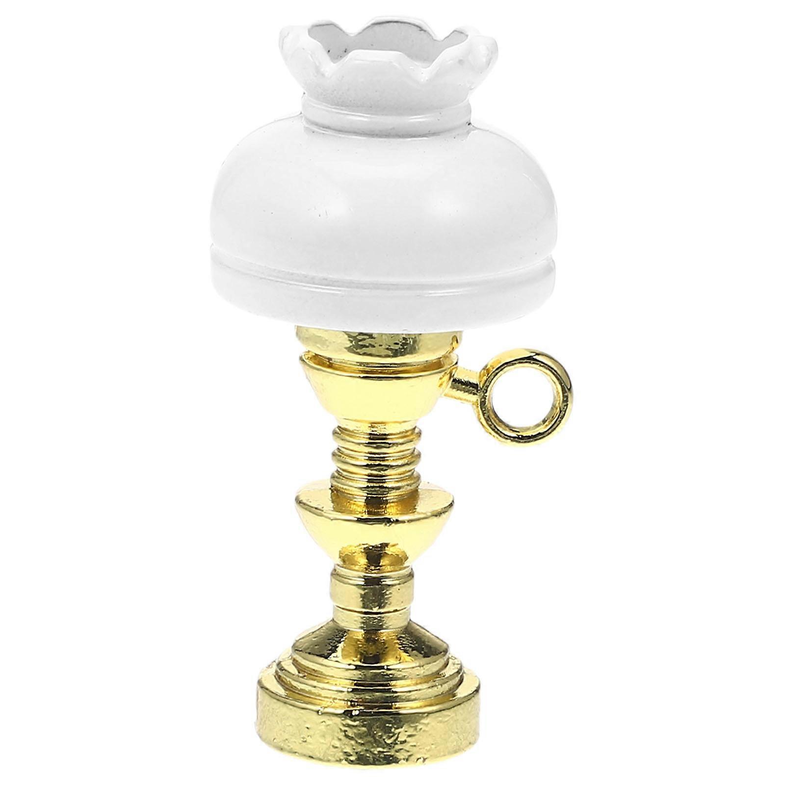 Miniature Table Lamp Doll House Desk Light Square Shape Vintage Style For Mini Scene Layout 4.30X2.00X2.00CM 1Set