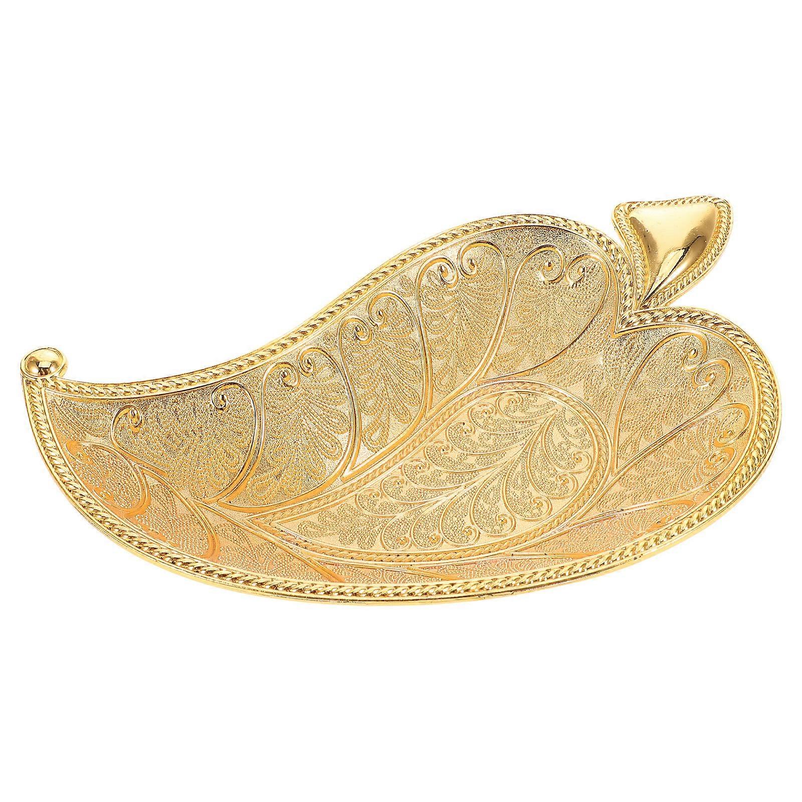 Serving Tray Snackware Tray For Party Golden 17.00X11.00X2.50CM Zinc Alloy Display 1Pcs