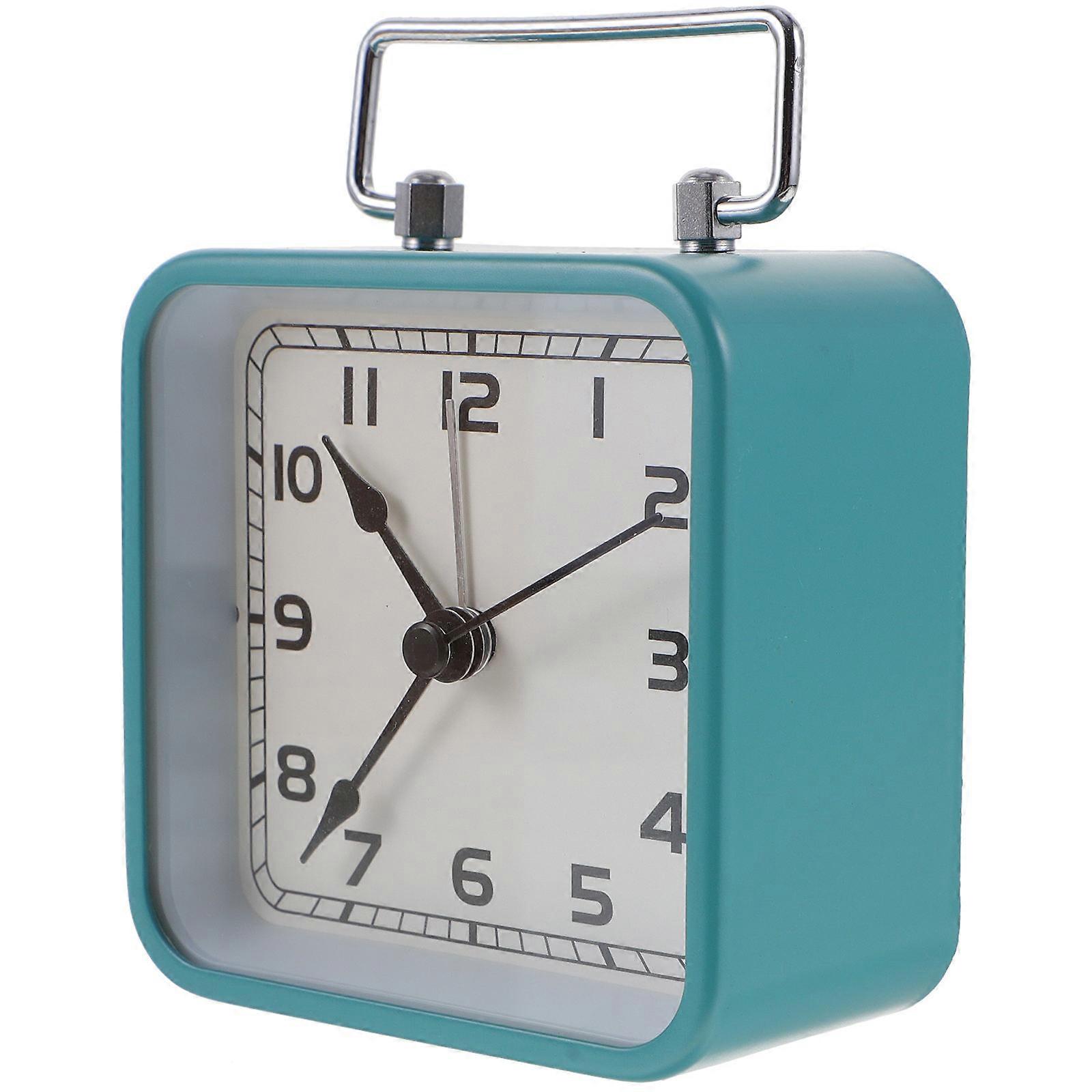 Bedroom Table Clock Non Ticking Alarm Clock Battery Powered Silent Bedside Clock Clear Display Table Clock Sky Blue 8 5X8 5CM Snooze Function 1Pcs
