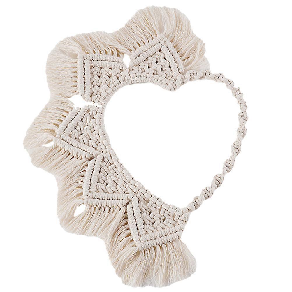 Boho Decor Woven Hanging Wall Decor Heart-Shaped Bohemian Style Beige 40x30cm Wall Decoration 1Pcs