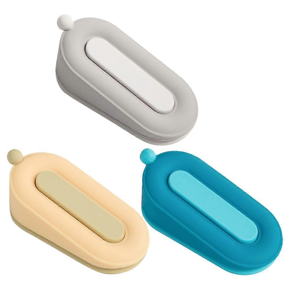 Bottom Door Stop Door Protector Rectangular Simple Design Home Use Blue 3Pcs