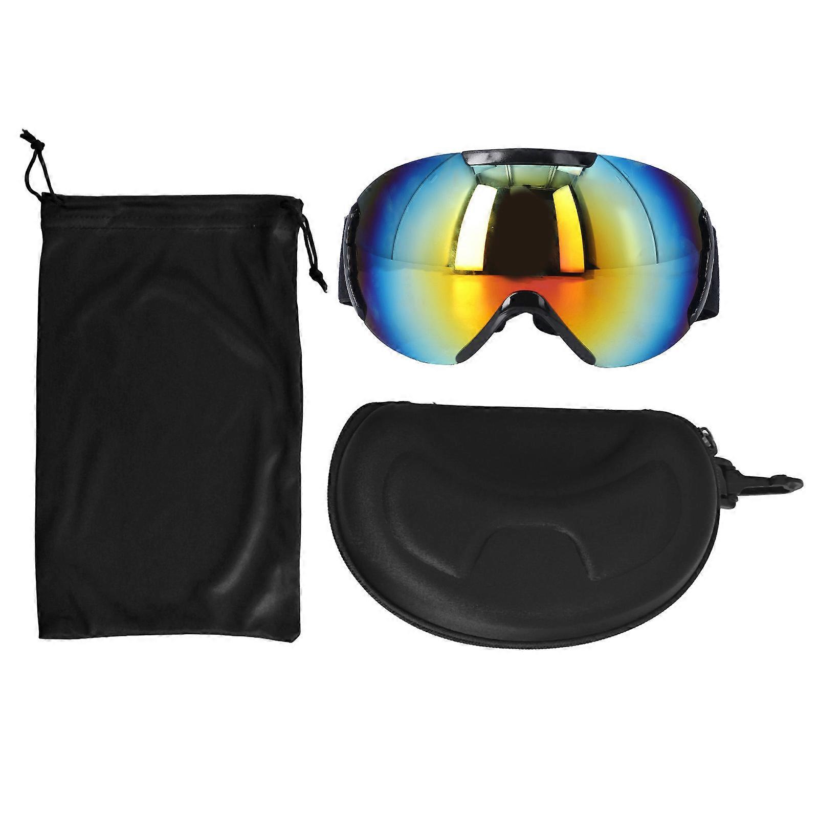 Ski Goggles with PE Coating, Anti-Fog Lens, Double Layer, Adjustable, Frameless, Snowmobile Ski Accessories, Red