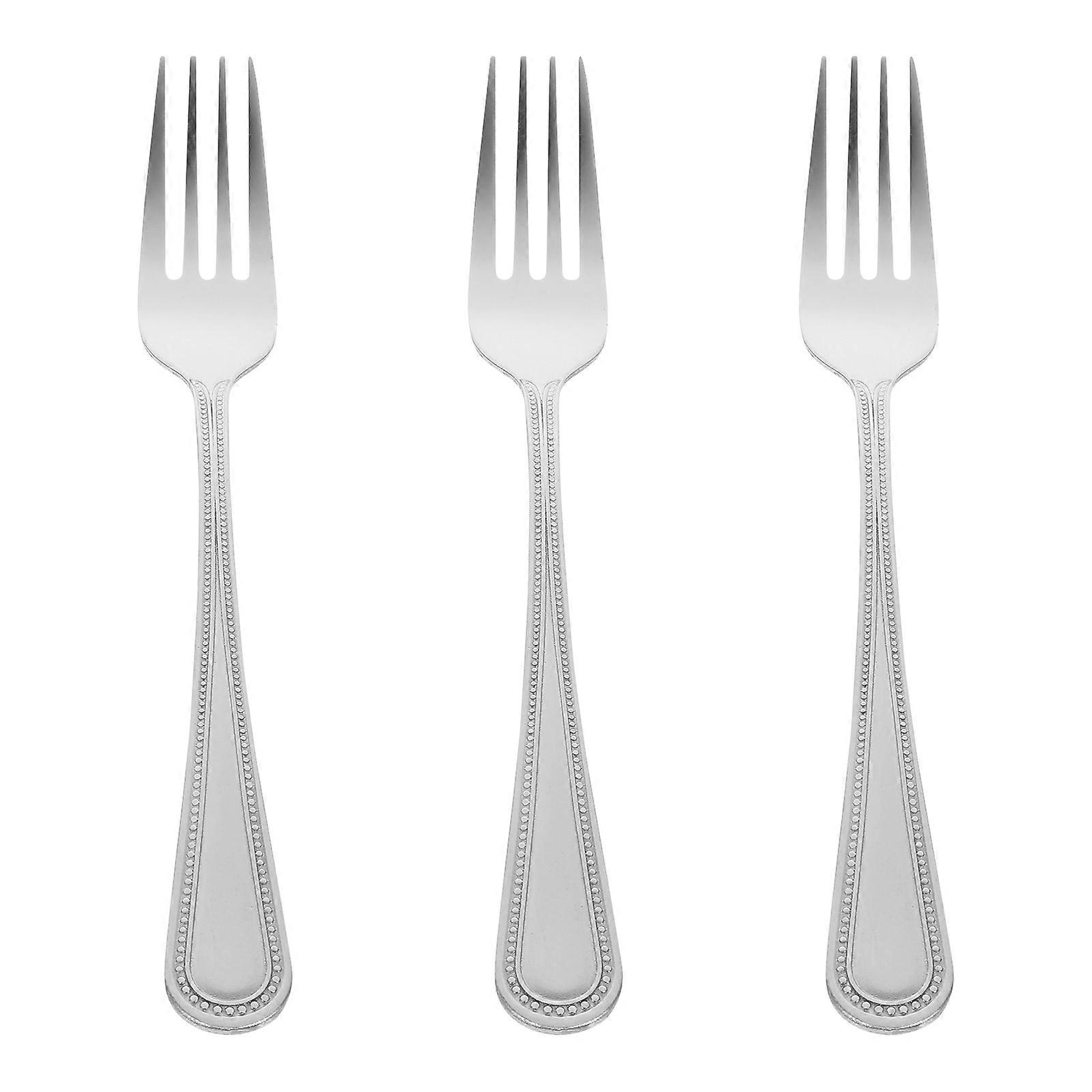3pcs Dessert Forks Set Reusable Metal Fruit Forks for Cake Serving with Smooth Edges, Ideal for Home, Restaurant & Parties