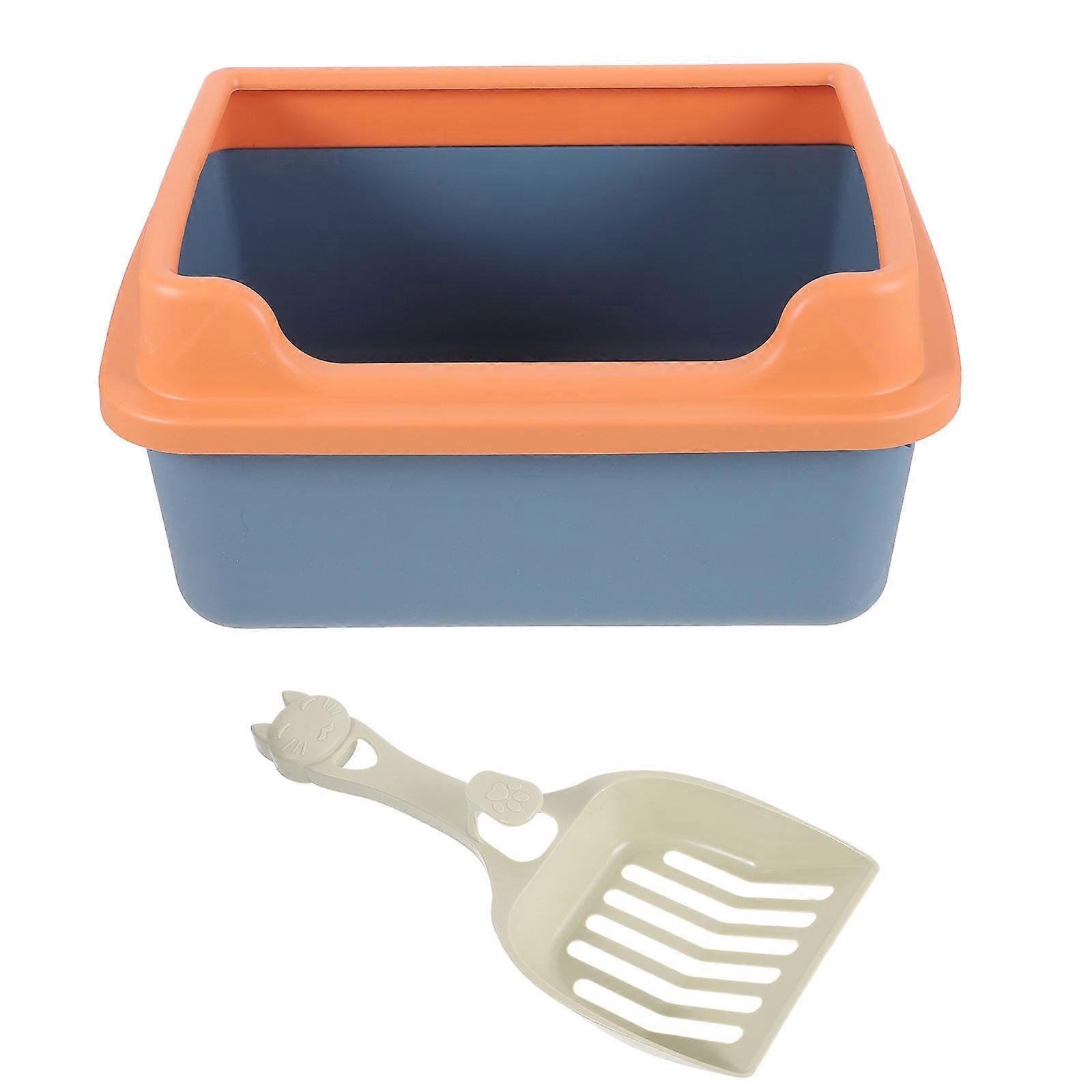 Semi Enclosed Type Cat Litter Box Large Opening for Safety Pet Owners Home Use 1 Set