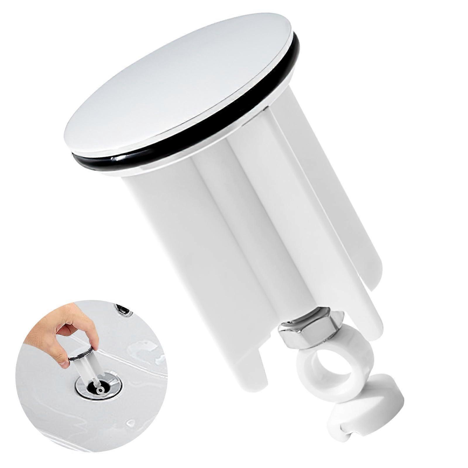 Universal Sink Plug 40 mm Chrome Drain Plug - Brass Construction, Adjustable Rubber Compatible with Standard Sinks & Bidets