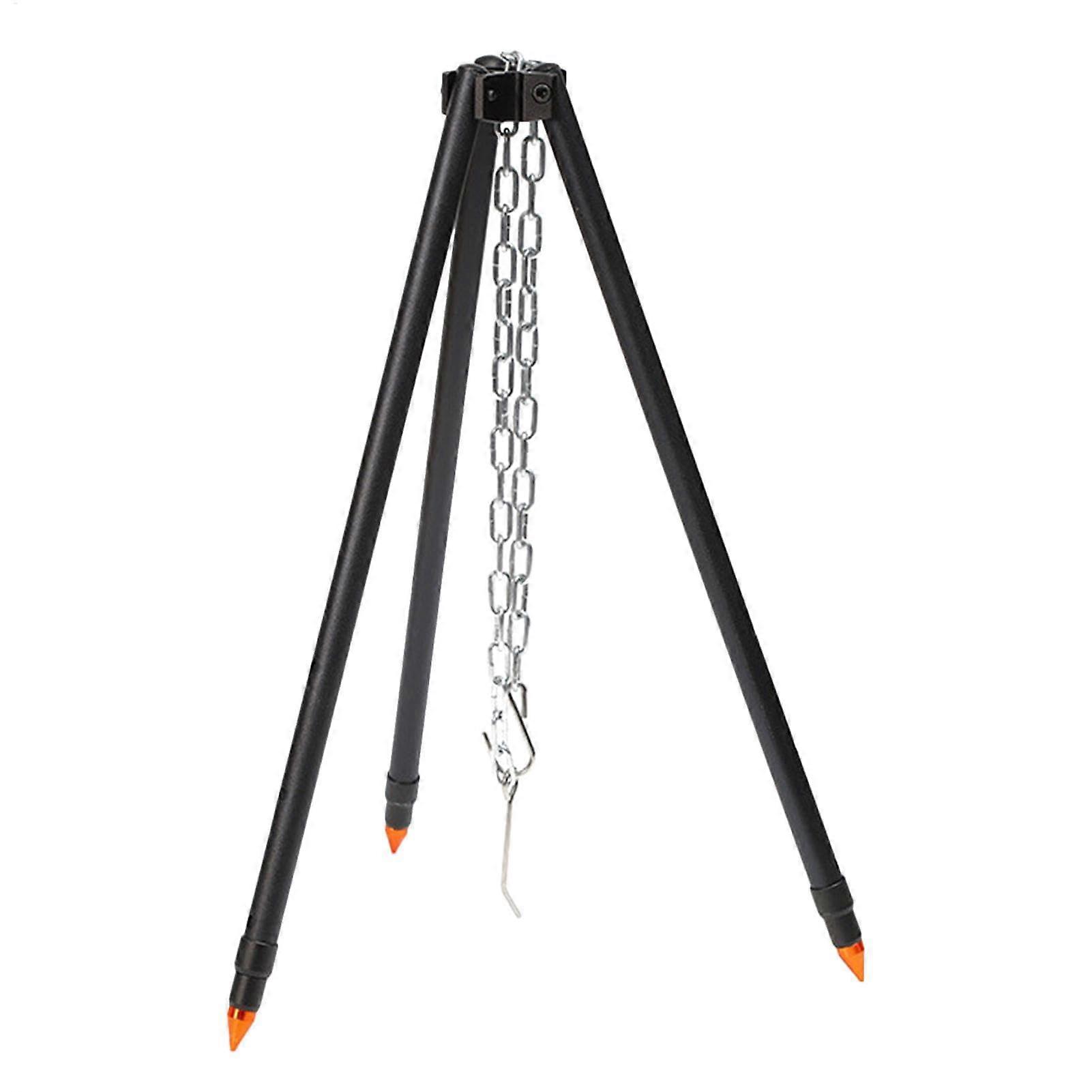 Stand for campfire, set with grill grate, sturdy stand for fire pits, with chain, stand for kitchen fire, for camping, picnic, grilling and parties
