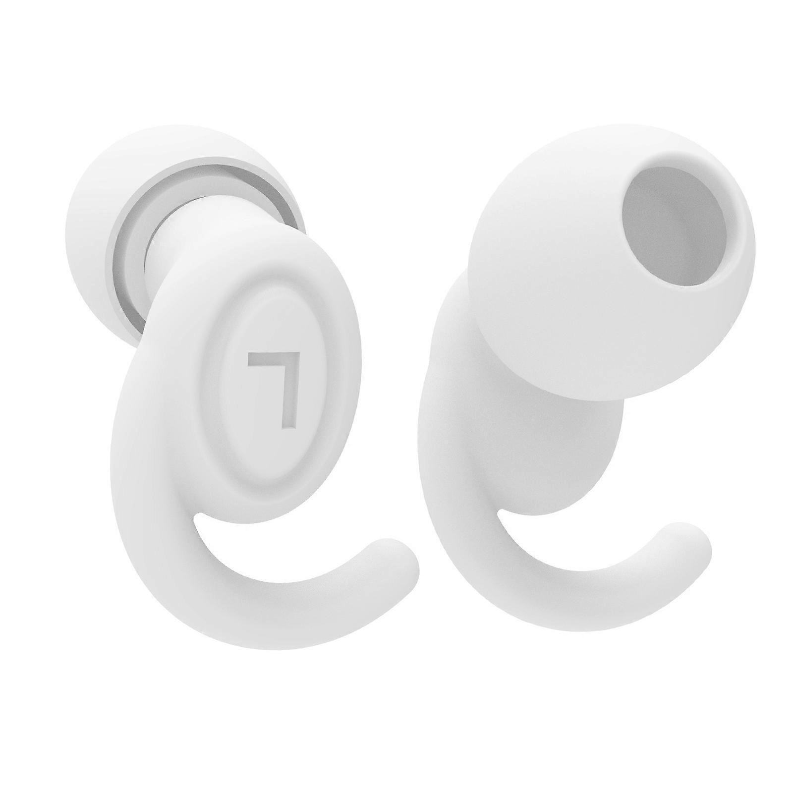 Reusable Ergonomic Comfortable Noise Reduction Earplugs in Soft Silicone Suitable for Peaceful Sleep & Quiet Environment  White