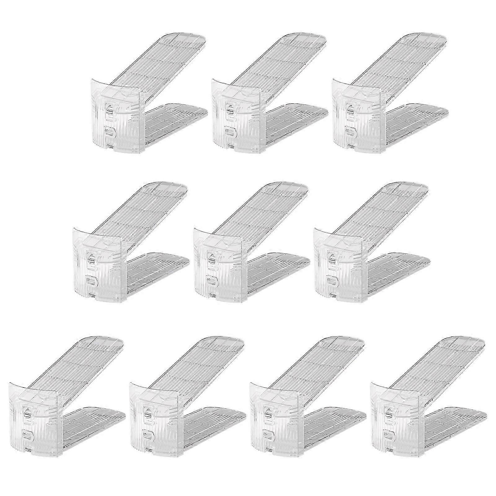 Space Saving Shoe Slot Organizers Adjustable Double Layer Shoe Storage Organizers for Neat Closet Arrangement Transparent green