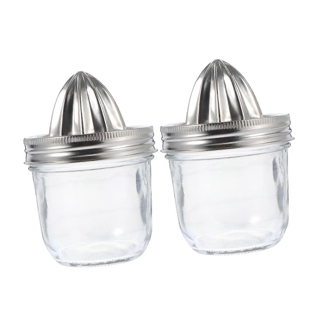 Citrus Juicer Stainless Steel Manual Juicer Set Of 2 Preserving Jars Portable Hand Press Juicer For Orange Lemon Kitchen