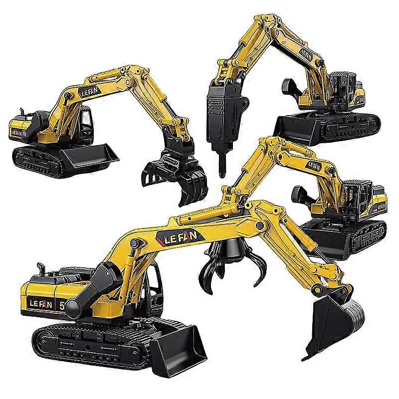 Large Toy Car for Boys - Engineering Vehicle Set with Excavator, Bulldozer, Gripper & Ground Drill Model