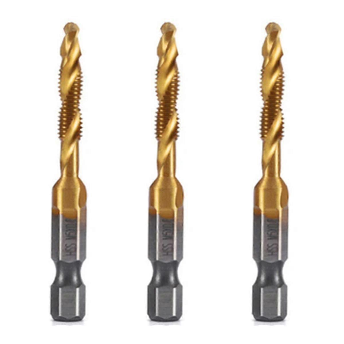 M5x0.8mm Hex Shank Titanium Plated Screw Thread Metric Tap Drill Bits