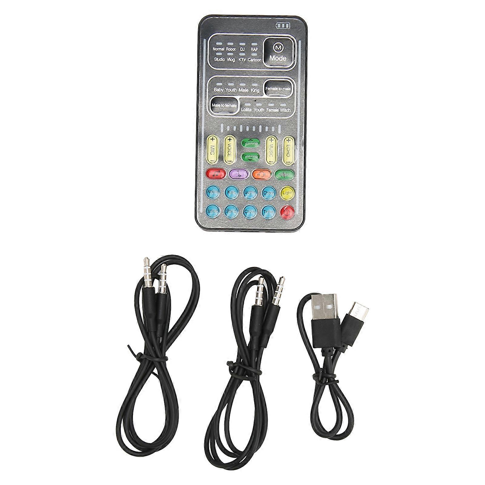 Multi-function Voice Changer, 8 Sound Effects, Mini Portable Sound Card, Voice Changer for PC, Phone, Laptop