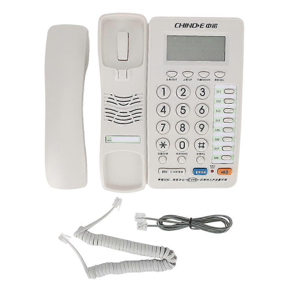 C199 Fixed Telephone Home Wired Landline Business Office Corded Phone Desk Large DisplayWhite