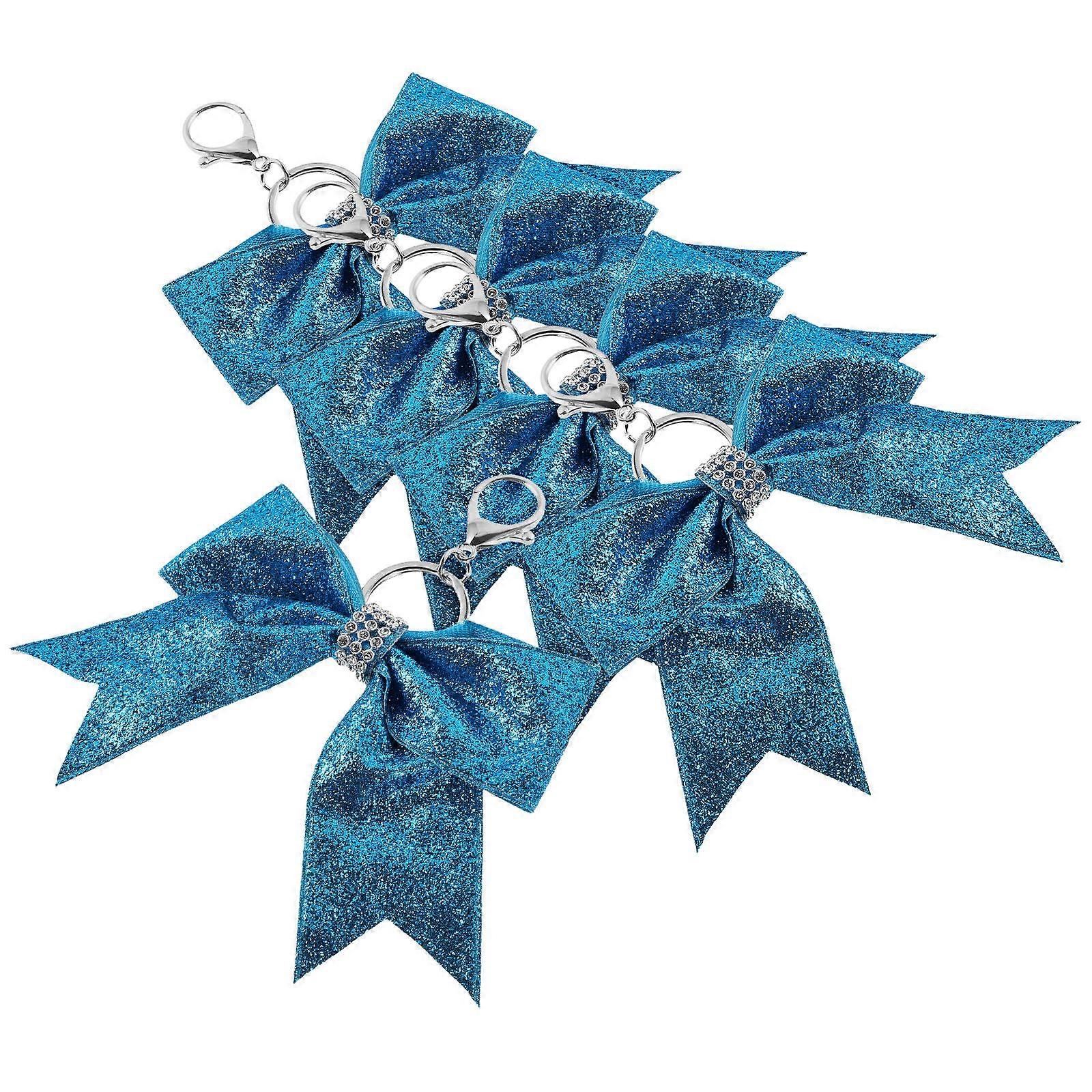 Here's a polished and professional product description based on your input:
 
**5pcs Sparkling Rhinestone Bow Keychain for Women – Cute Bowknot