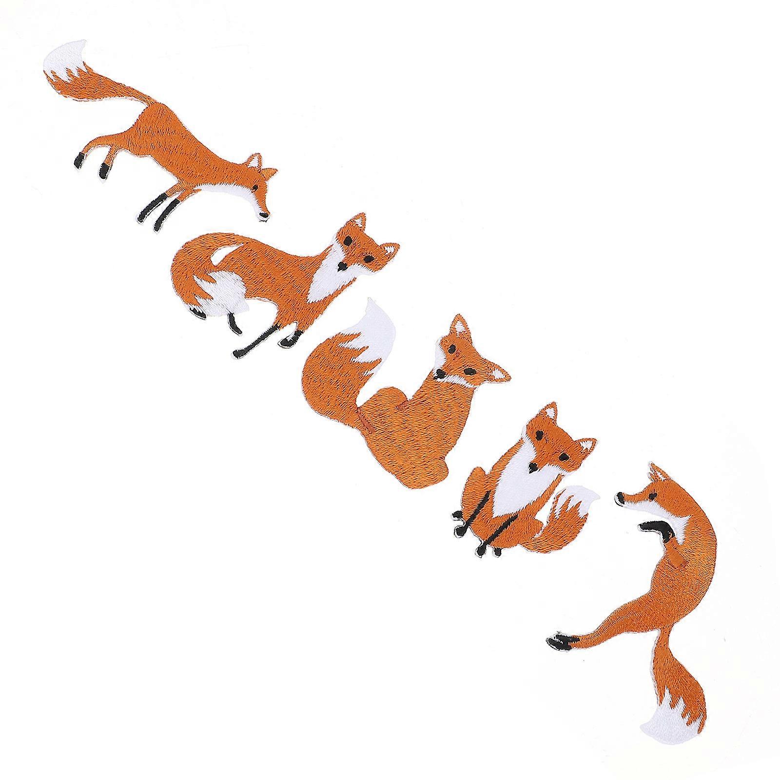 Clothes Embroidery Patches Foxes Shape Patches for DIY Projects and Customizing Items 6.50x2.80x0.10cm 5Pack