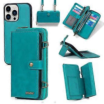 Case For Iphone 13pro Blue Leather Crossbody Multifunctional Wallet No4731