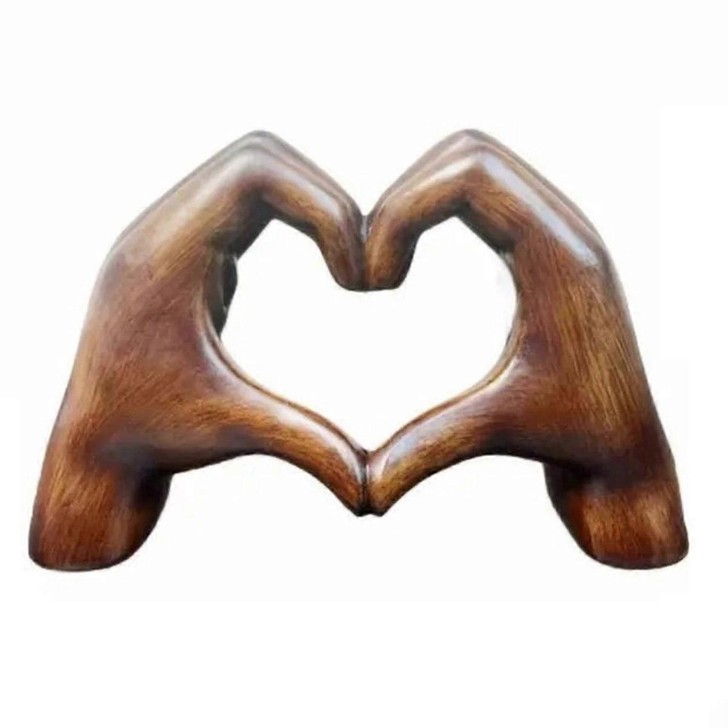 Heart Gesture Sculpture Hand Gesture Statue Resin Heart Sculpture Ornament Lovers Dinning Table Deco
