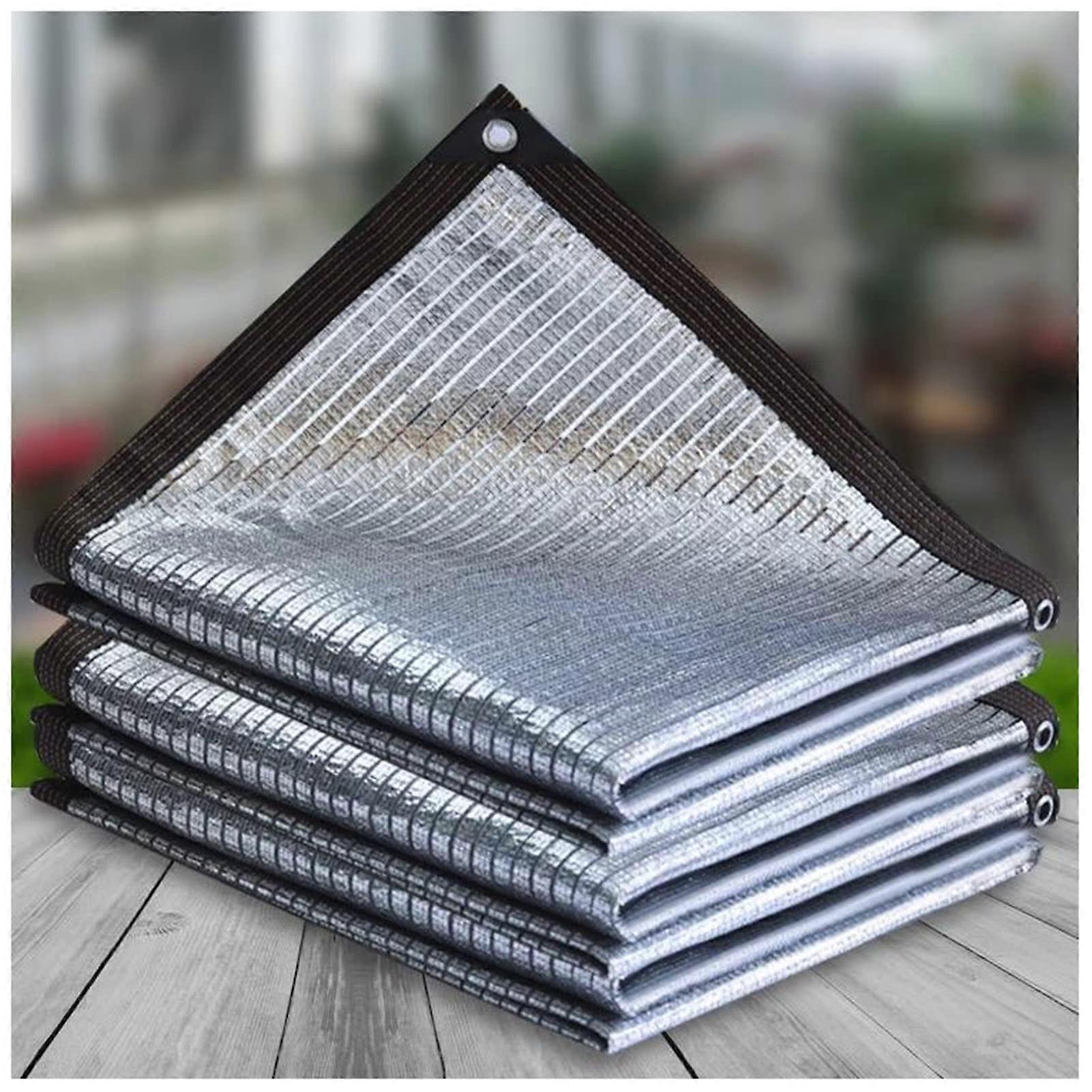 Aluminium Foil Sun Sail, 75% Sun Protection Net, Garden Shade Net with Eyelets (Color: Silver, Size: 3x7m(10x23ft)) 3x7m(10x23ft) silver