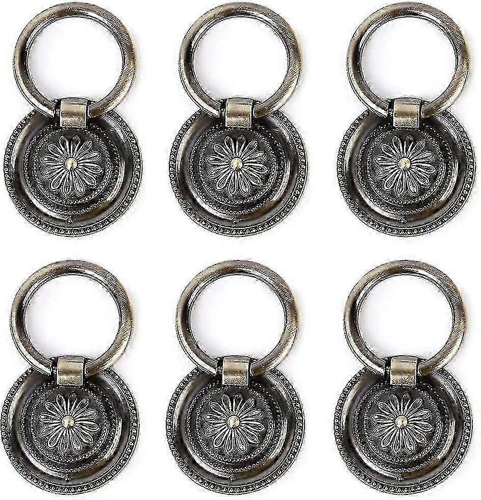 6 Pcs Drawer Ring Pull Handles Antique Ring Pull Handle For Dresser Cabinet Cupboard Drawer Pull Handles/bl
