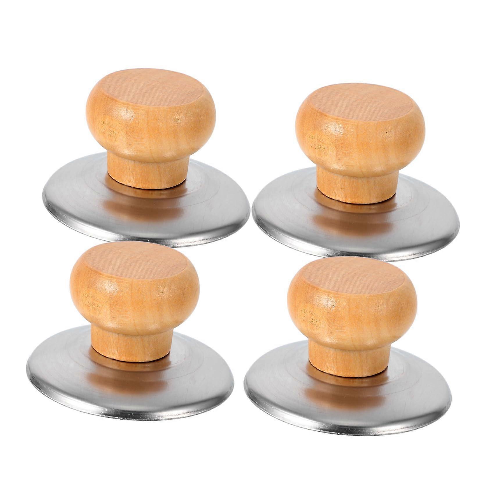 Pot Lid Handles Replacement - 4 Pack Stainless Steel Knobs for Cookware, Khaki Color, Universal Fit, Durable Kitchen Accessories