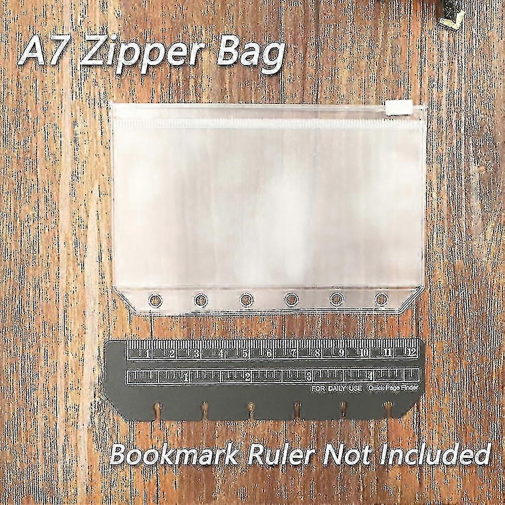 12pcs Convenient Clear PVC A7 Binder Pockets Clear Zipper Folders for 6-ring Notebooks