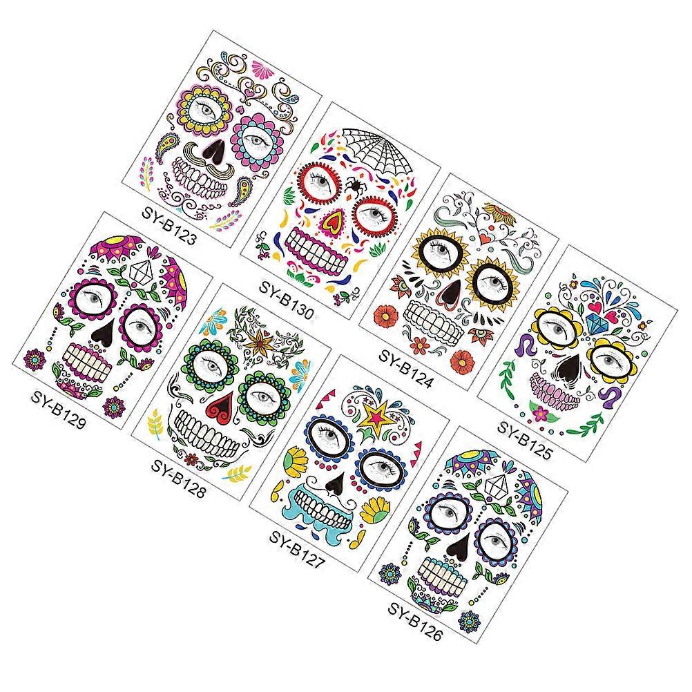 Halloween Face Stickers Waterproof Temporary Decoration Assorted Color 21.00X15.00X0.05CM 8 Sheets