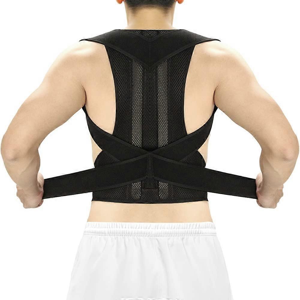 S5XL Plus Size Posture Corrector, Unisex Back Posture Brace, Full Back Support Belt (Black L)