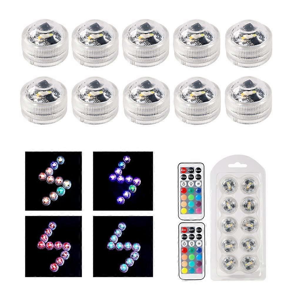 RGB Underwater LED Light Multi Colour Changing Flameless Round CR2032