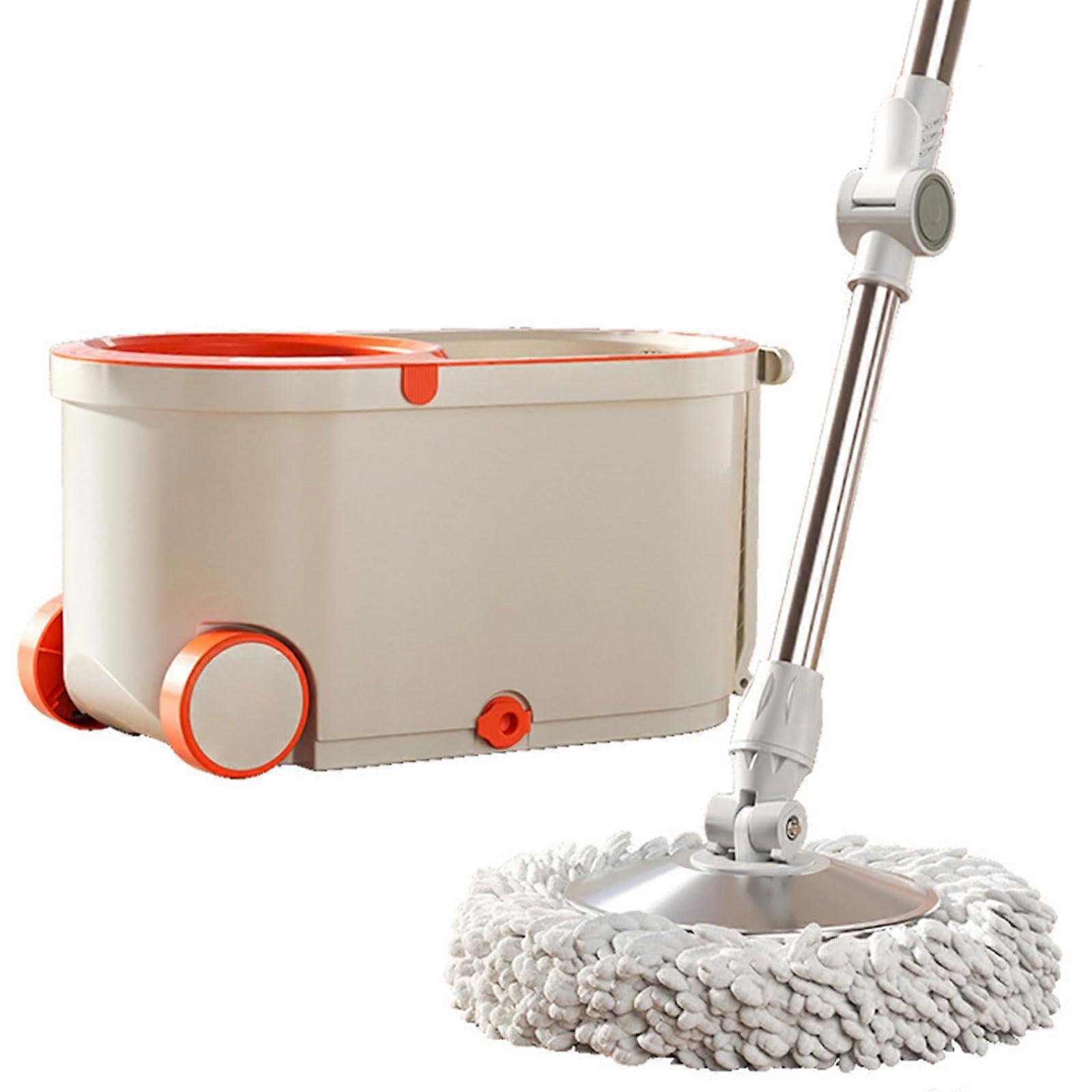 SpinMop Set with 2 Microfiber Mop Heads and Bucket 360° Rotating Mop for Efficient Floor Cleaning Easy Wringing System for Wet and Dry Use