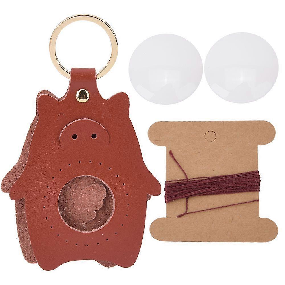 2025 Latest Model  Key Chain Accessories Split Leather Pig Pattern DIY Hand