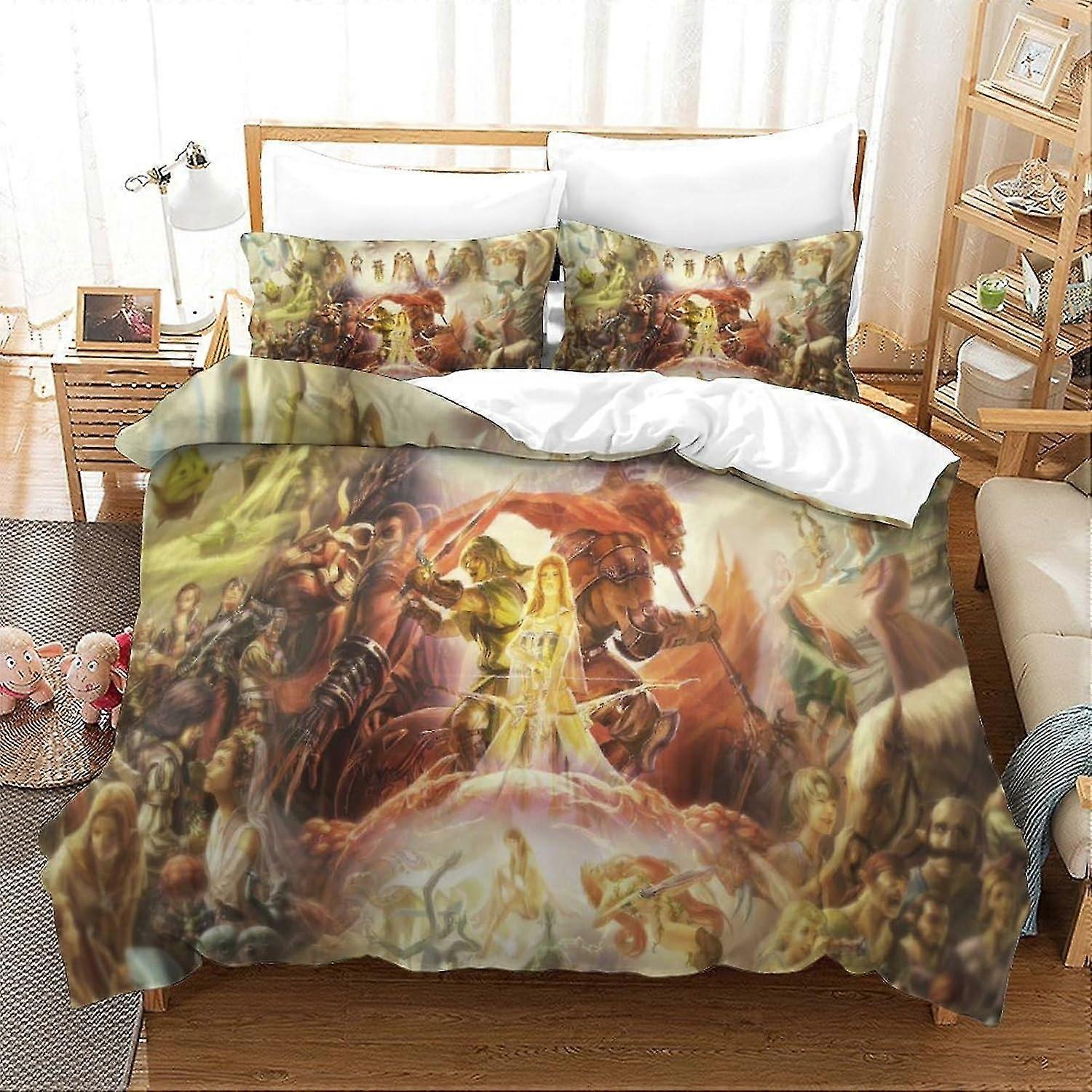 3D Printed Bed Kit Inspired by Fantasy Adventure, Soft Microfibre, 3 Piece Duvet Cover Set, 2 Pillowcases, Hidden Zip