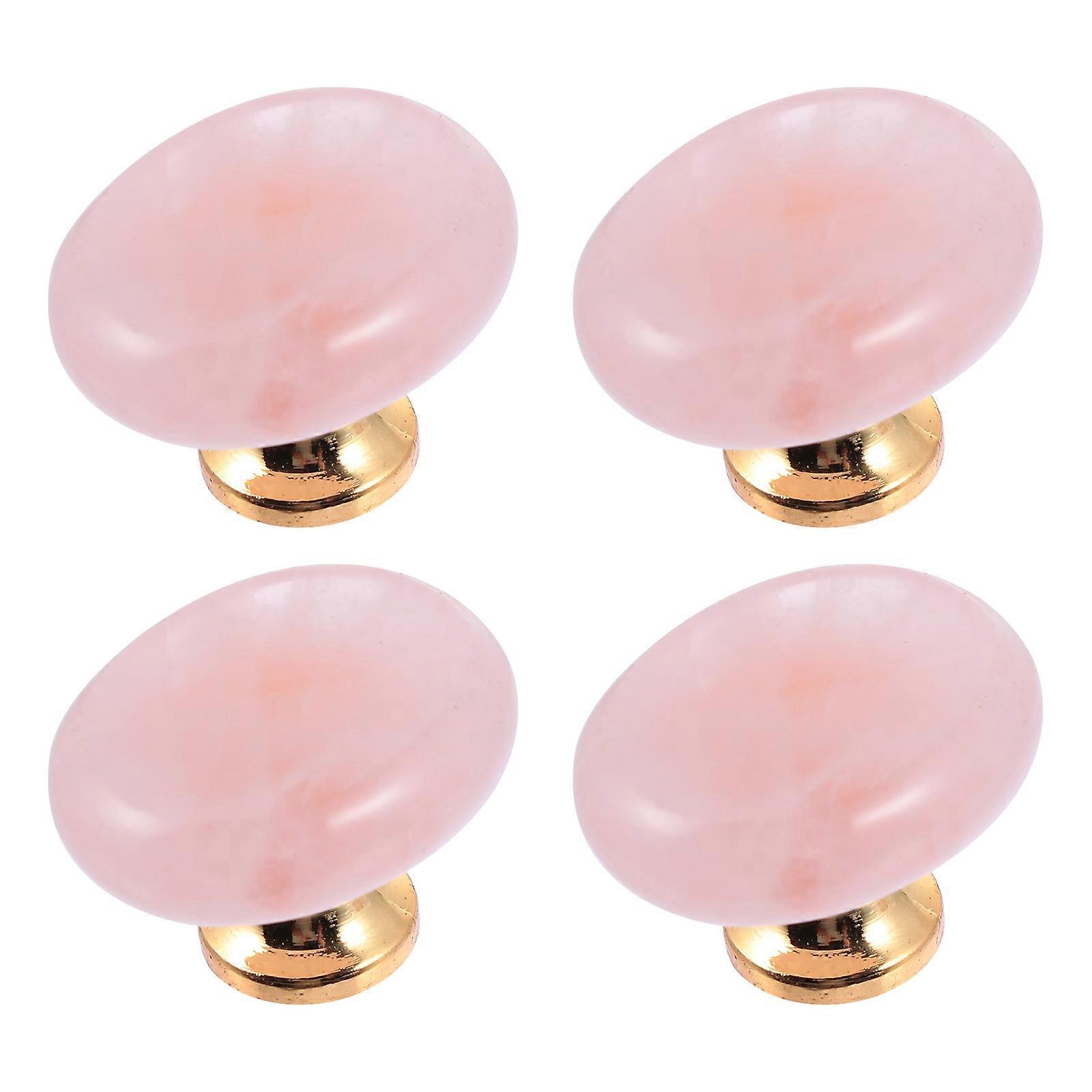 Cleaning Pink Natural Stone Drawer Handle Knobs 4Pcs Set