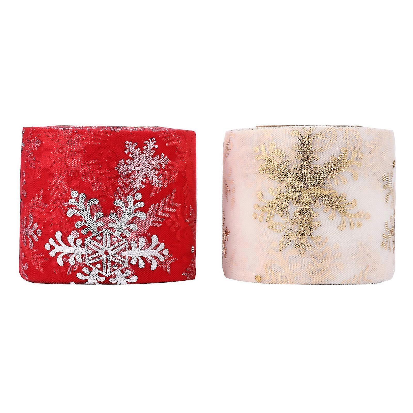Snowflake Wrapping Ribbon Polyester Material Birthday Presents Decoration 2Pcs