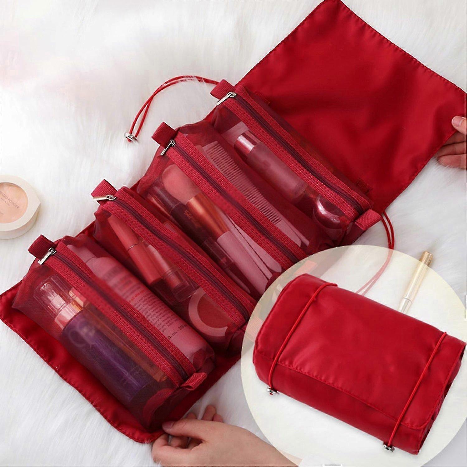Detachable Makeup Bag, 4 in 1 Portable Cosmetic Bag with Large Capacity Waterproof and Breathable, H