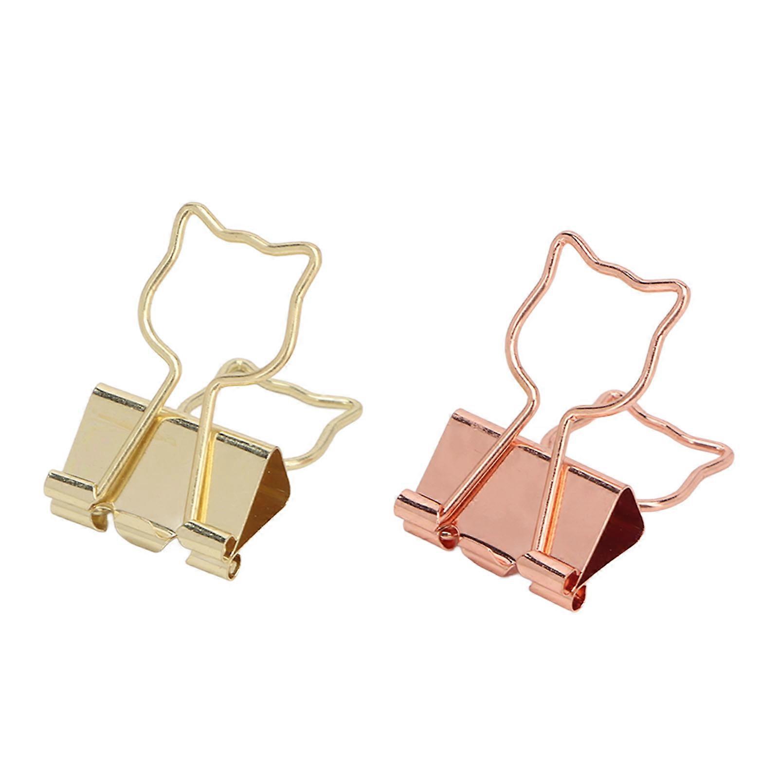 100pcs Cat Binder Clips for Student 2 Colors Strong Clamping Force Rustproof Metal Office Binder Clips for Documents