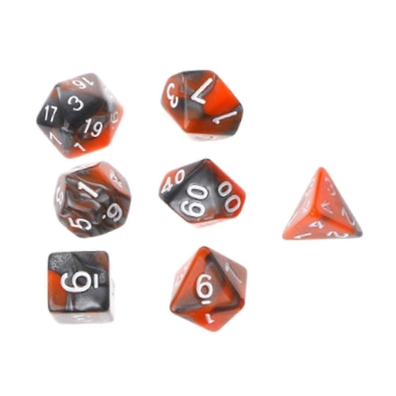 7-Piece Multicoloured Polyhedral Dice Set for Tabletop Gaming Enthusiasts