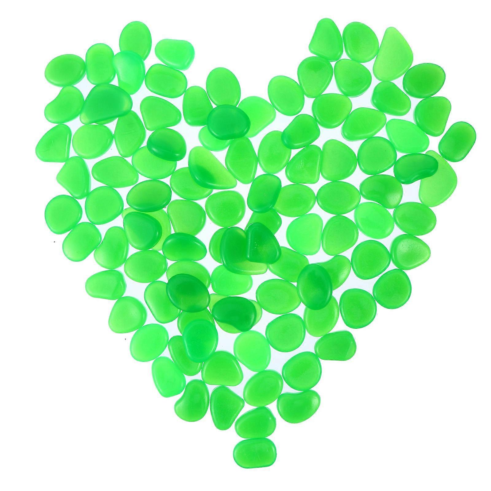 Glow in the Dark Aquarium Stones for Decoration Green Synthetic Material 100Pcs