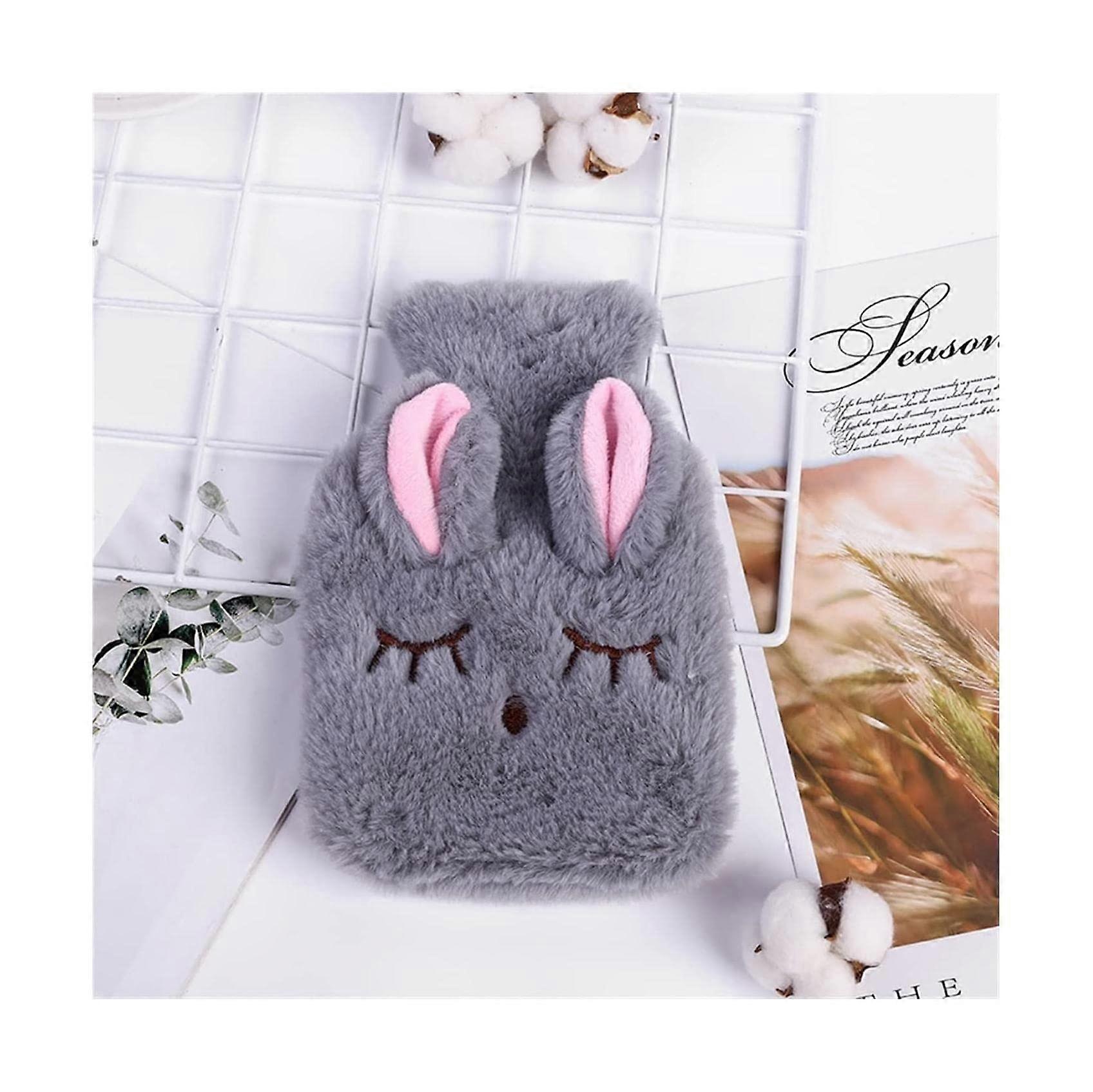 Hot Water Bottle Winter Rabbit PVC Hot with Knitted Soft Cuddly Cover Hand Warmer 1 Hot Water Bottle with Cover White