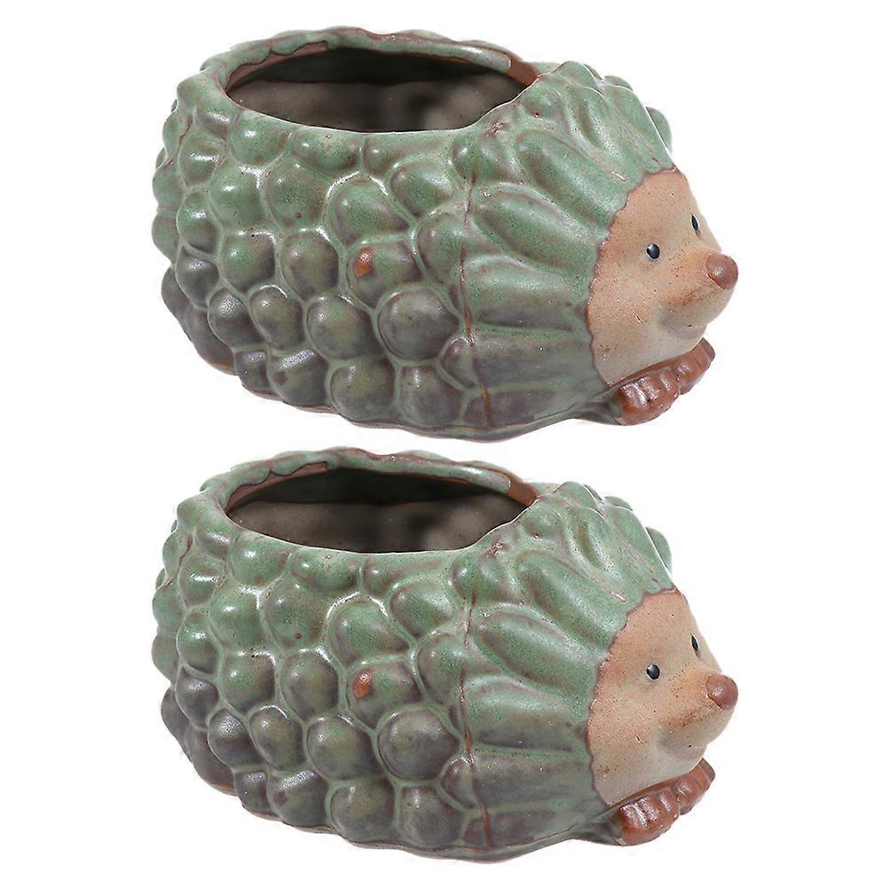 Cartoon Flower Pot Animal Shape Succulent Container Home Decoration 8X11CM Green Color Creative Design 2Pcs