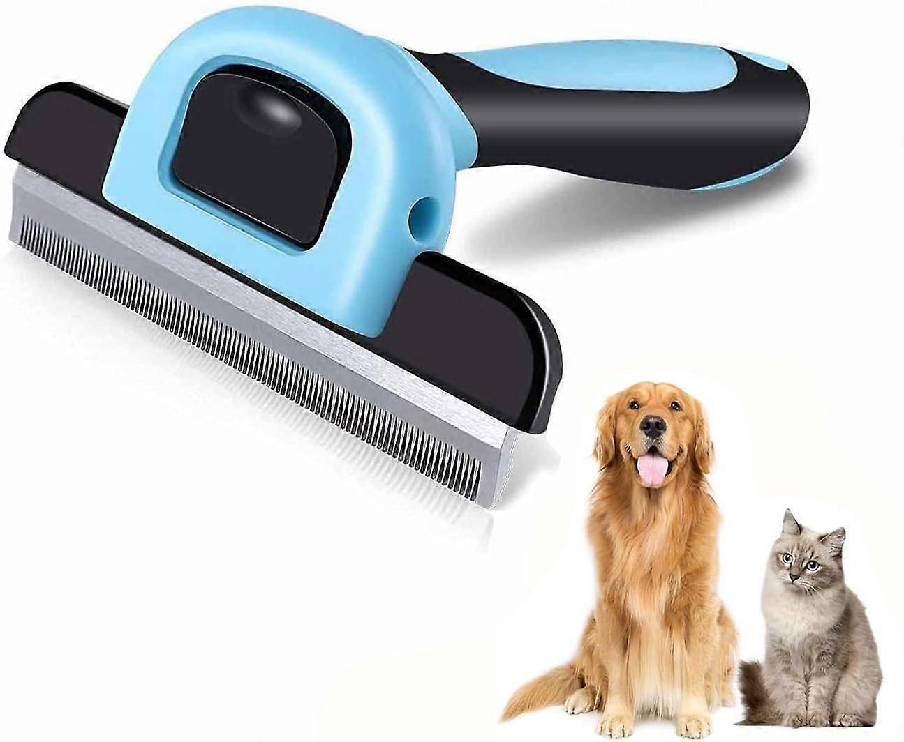 DOCATGO Pet Grooming Brush Deshedding Tool Dematting Comb Professional Deshedding Brush for Small Medium Large Dogs Cats Horses Blue