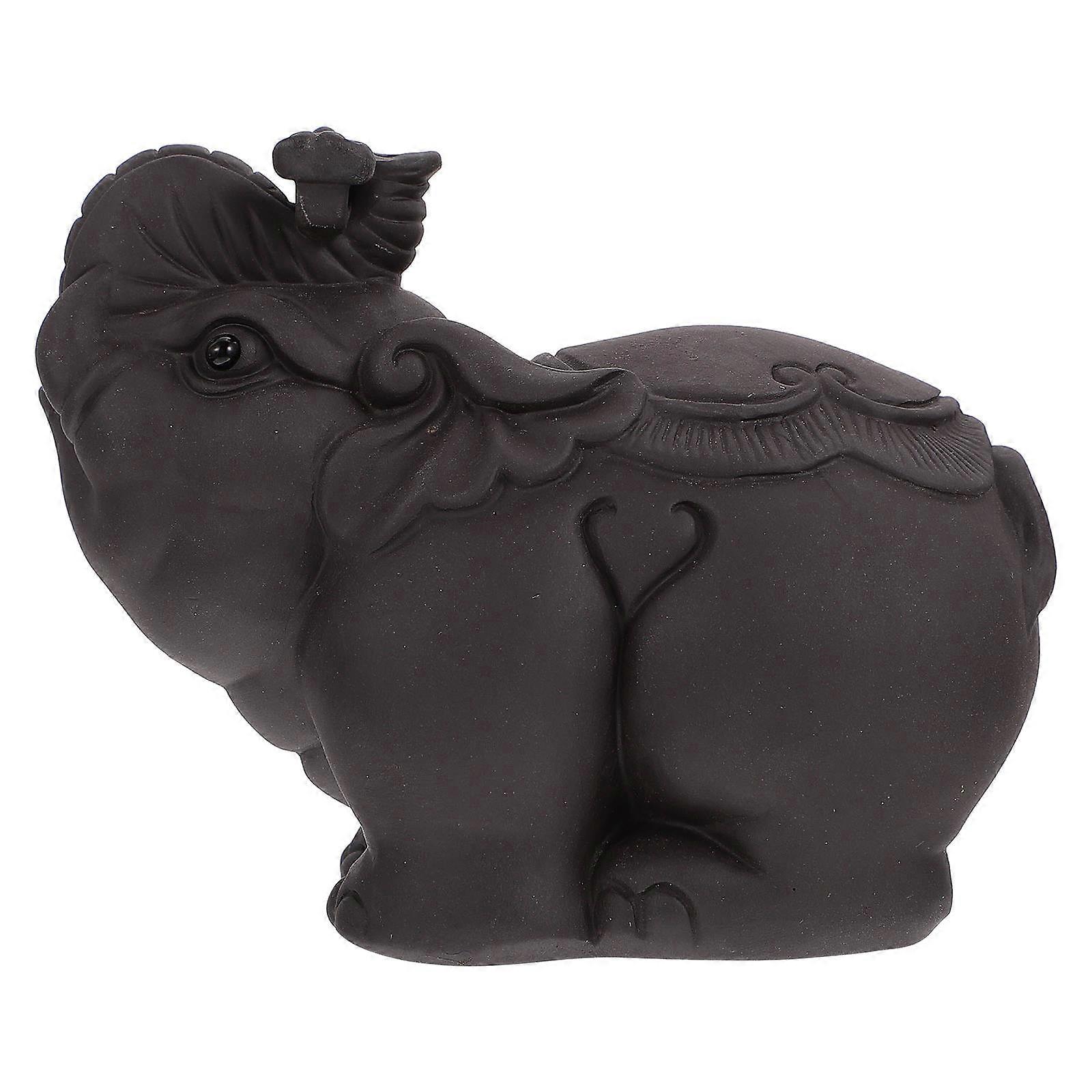 Ceramic Elephant Ornament Elephant Adornment Hobbyists 13x10cm Simple and Generous 1Pc