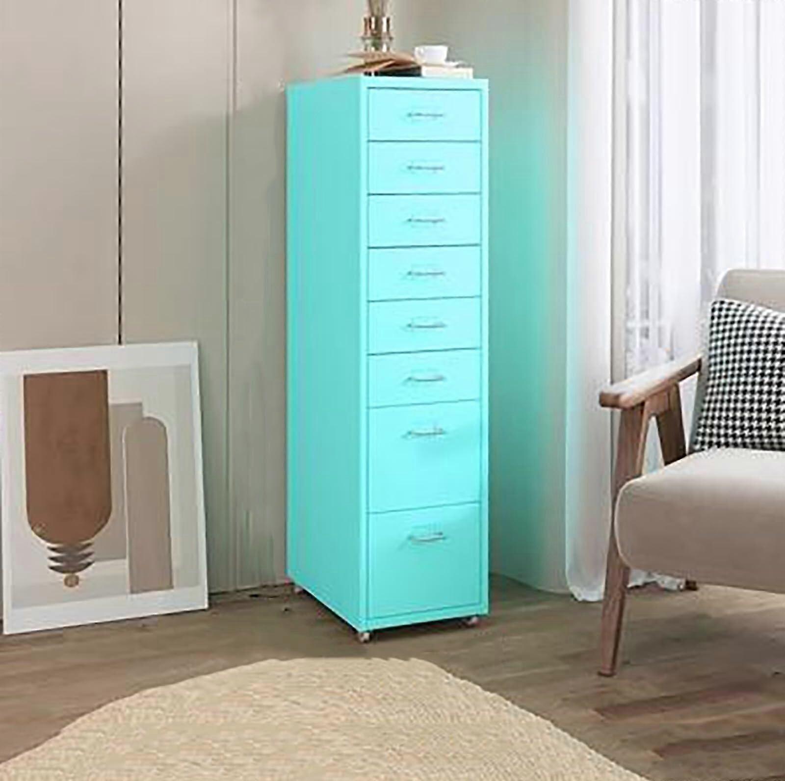 Mobile metal filing cabinet with lockable casters, blue, 108x40.6x27.9cm
