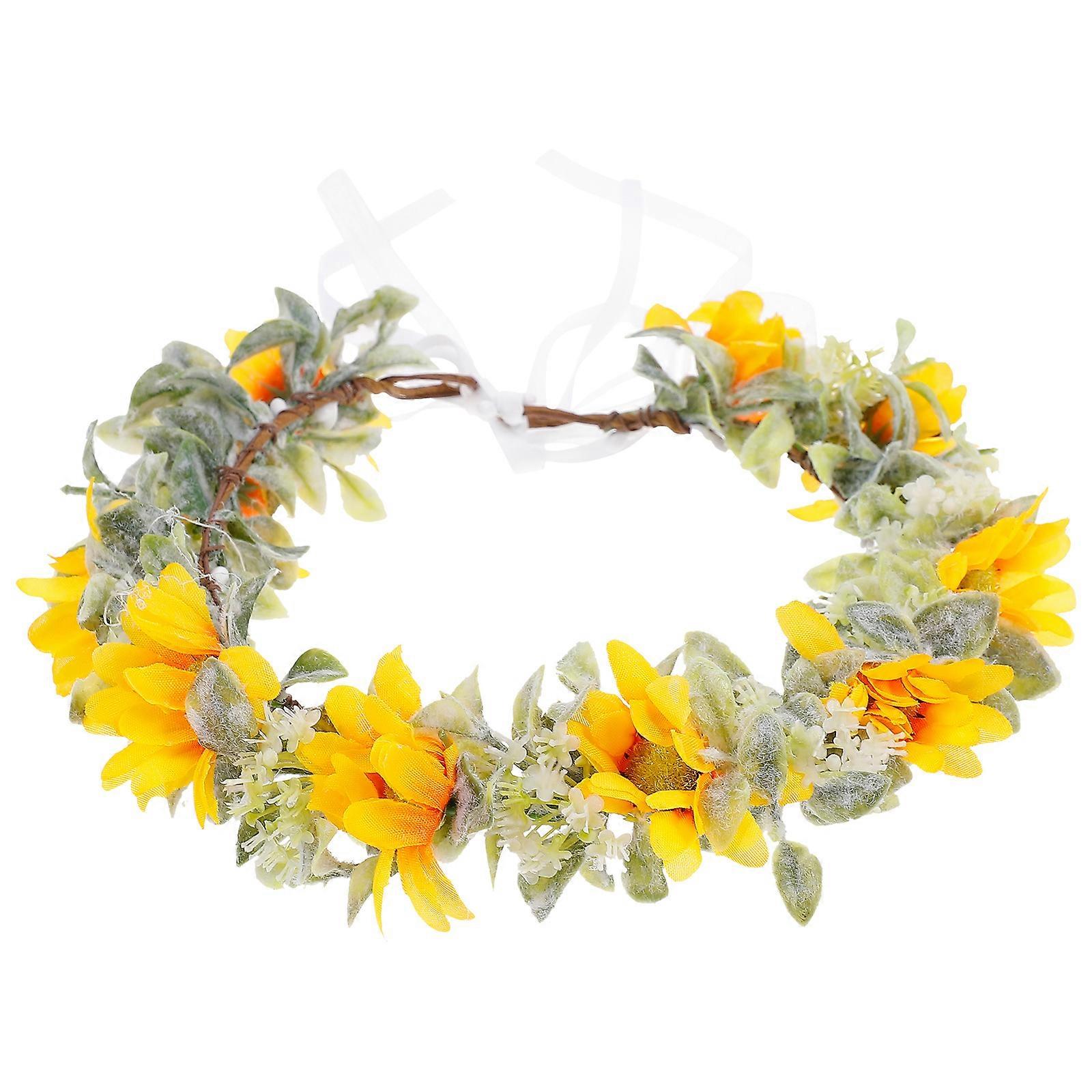 Sunflower Floral Headband for Brides Elegant Hair Wreath Accessory for Weddings, Festivals, and Special Occasions Comfortable & Charming Design