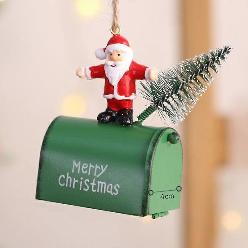 Christmas Metal Ornaments Santa Claus Snowman Elk Mailbox Ornament Christmas tree hanging props decorations