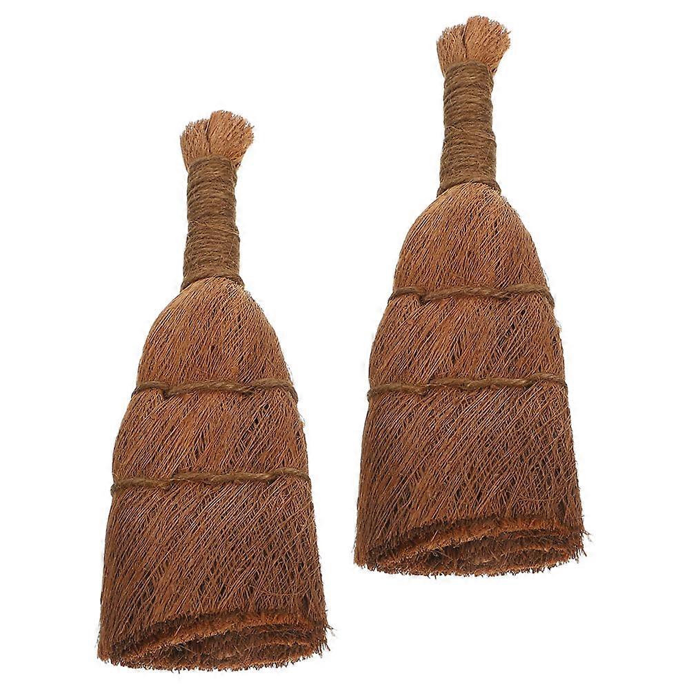 2pcs Palm Fibre Garden Brush Multi Function Bonsai Cleaning Tool with Sturdy Bristles for Flowerpot Scrubbing and Bonsai Care