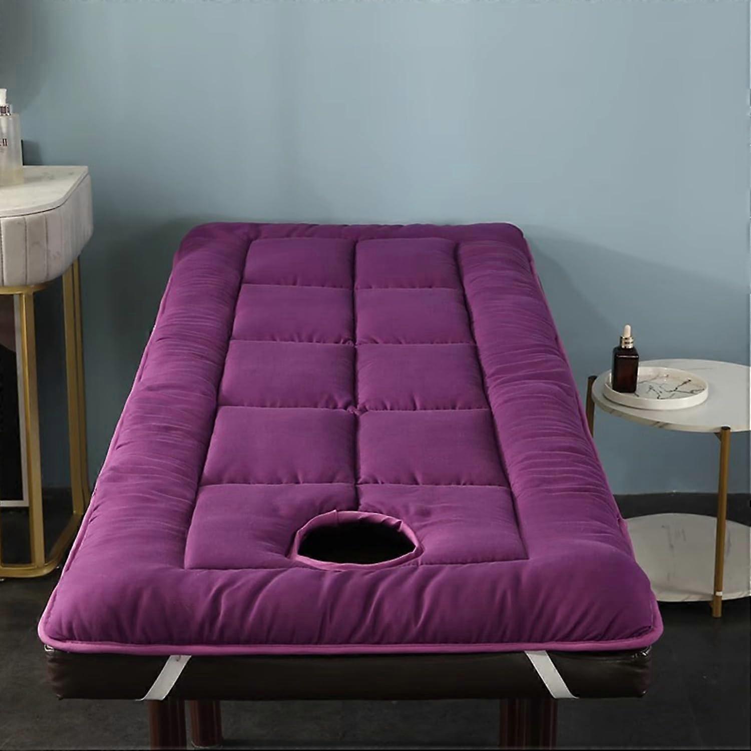 Purple, 70 x 180 cm, Spa Massage Table Pad, Soft Thick Mattress with Face Hole