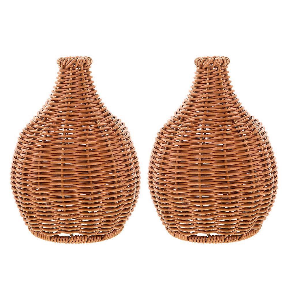 Boho Vase Woven Shell Ultrasonic Misting Diffuser Protector Tabletop Decor Khaki 17.50x12.00x12.00cm Negative Ion Release 2Pcs