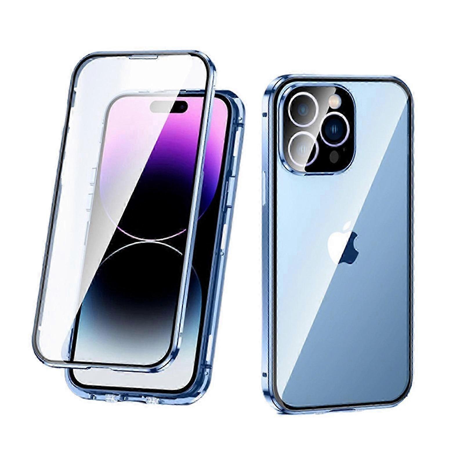 Lockable for iPhone 15 Pro Max/15 Ultra Magnetic Case Double Sided Glass Case with Camera Lens Protector Screen Protector Safety Lock