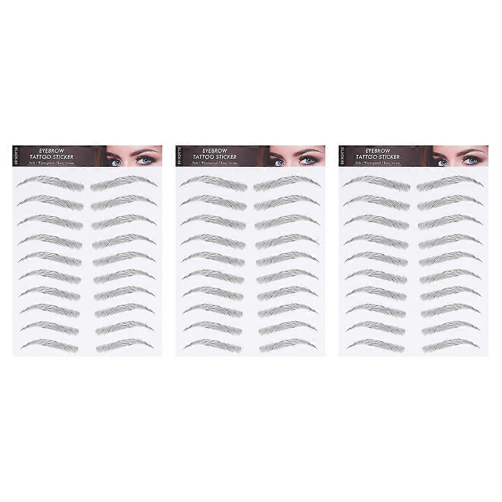 Waterproof Eyebrow Stickers for Decor Black 3 Sheets 0 5 inches
