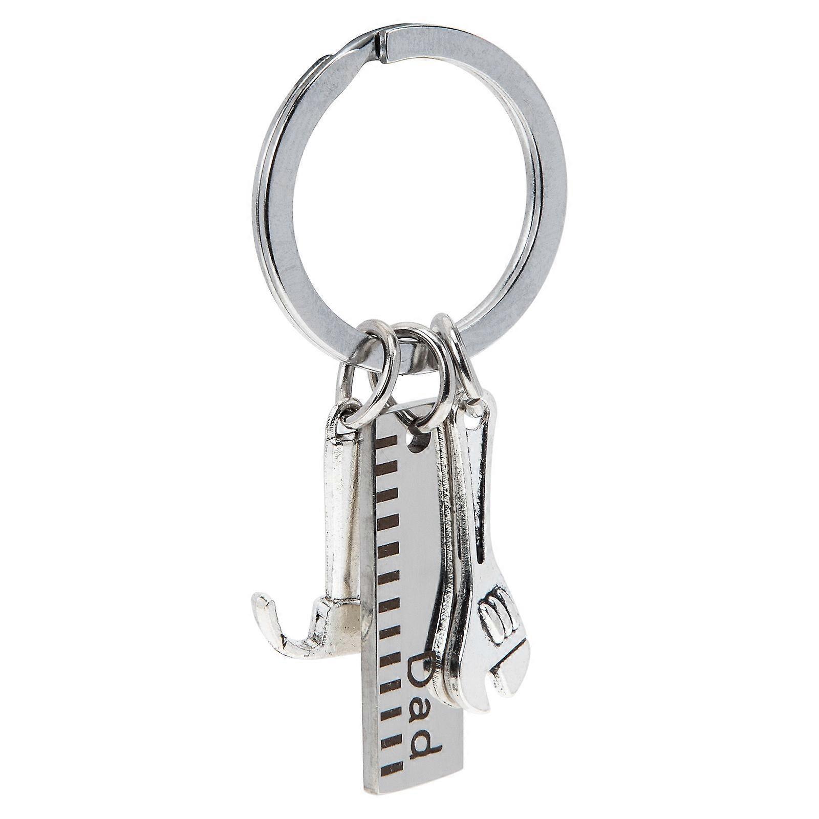 Father's Day Key Ring Heavy Metal Keychain Men Decoration Wrench Shape Stainless Steel 5.3x2.5cm 1Pcs